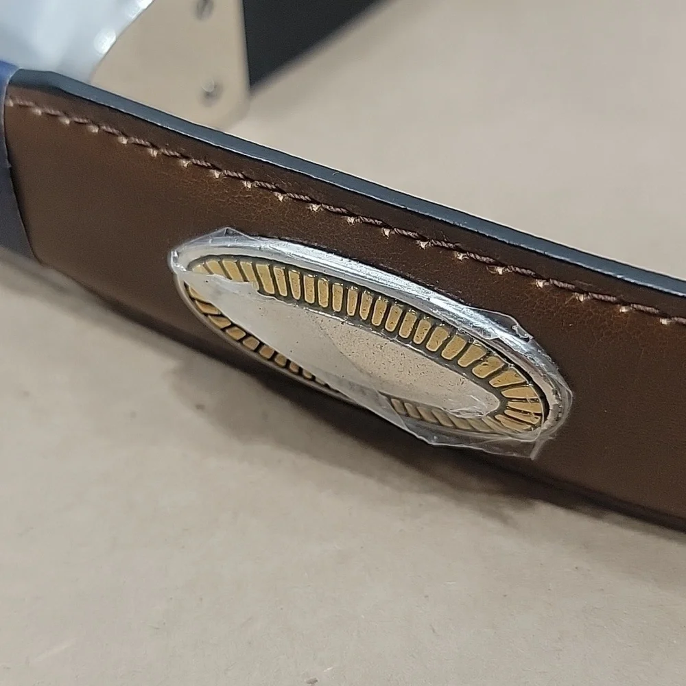 Saddlebred Tan Belt NEW with Tags, Size 36, Braided with Silver/Gold Medallions